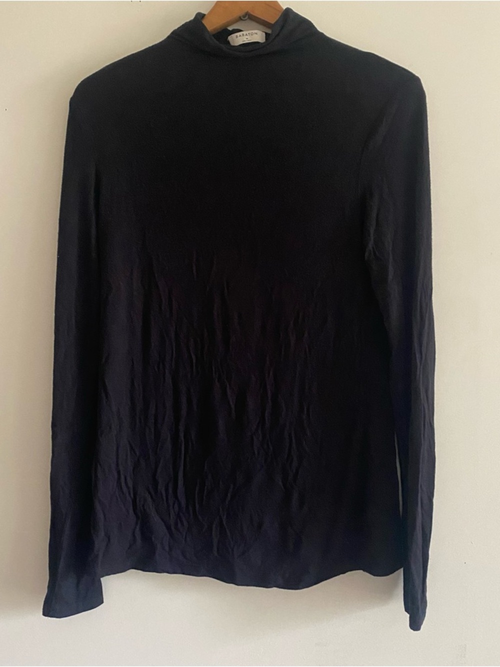 Babaton Black Mock Neck Long Sleeve Top
